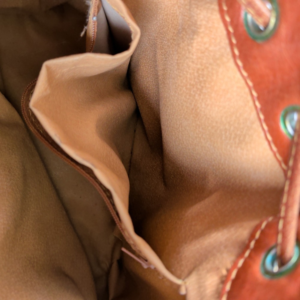 Katana Paris Vintage Brown Leather Drawstring Bucket Bag Crossbody Cognac Medium - Picture 10 of 13